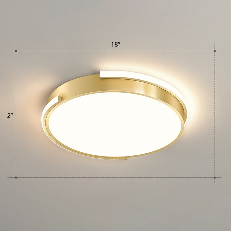 Metallic Geometric Shape Ceiling Lamp Minimalistic Brushed Gold LED Flush Mount Light - Gold - Remote Control Stepless Dimming - Round - Clearhalo - 'Ceiling Lights' - 'Close To Ceiling Lights' - 'Close to ceiling' - 'Flush mount' - Lighting' - 2327737