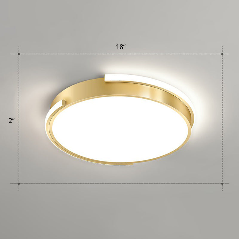 Metallic Geometric Shape Ceiling Lamp Minimalistic Brushed Gold LED Flush Mount Light - Gold - White - Round - Clearhalo - 'Ceiling Lights' - 'Close To Ceiling Lights' - 'Close to ceiling' - 'Flush mount' - Lighting' - 2327738