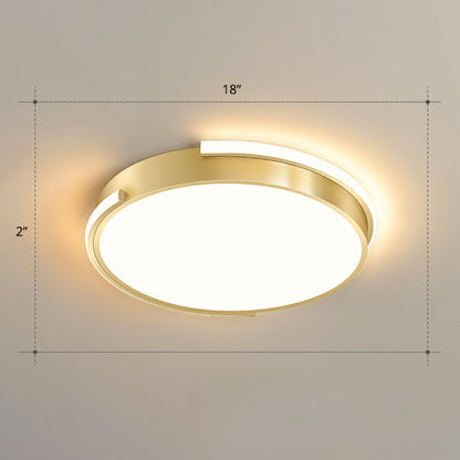 Metallic Geometric Shape Ceiling Lamp Minimalistic Brushed Gold LED Flush Mount Light Gold Warm Round Clearhalo 'Ceiling Lights' 'Close To Ceiling Lights' 'Close to ceiling' 'Flush mount' Lighting' 2327740