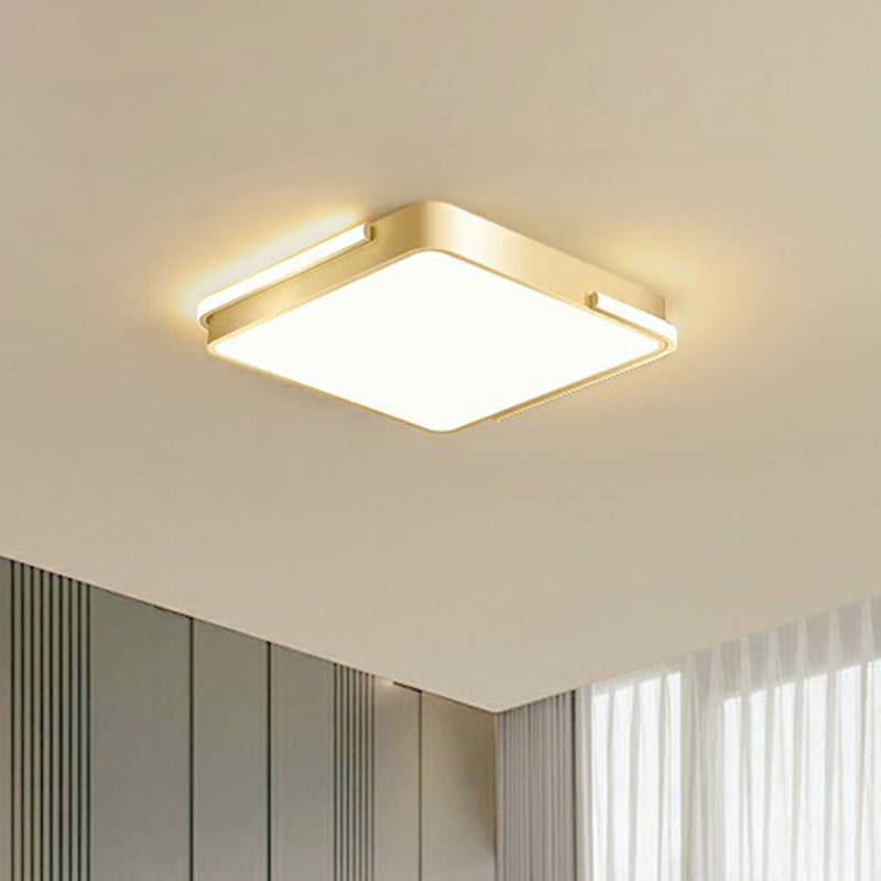 Metallic Geometric Shape Ceiling Lamp Minimalistic Brushed Gold LED Flush Mount Light - Clearhalo - 'Ceiling Lights' - 'Close To Ceiling Lights' - 'Close to ceiling' - 'Flush mount' - Lighting' - 2327743