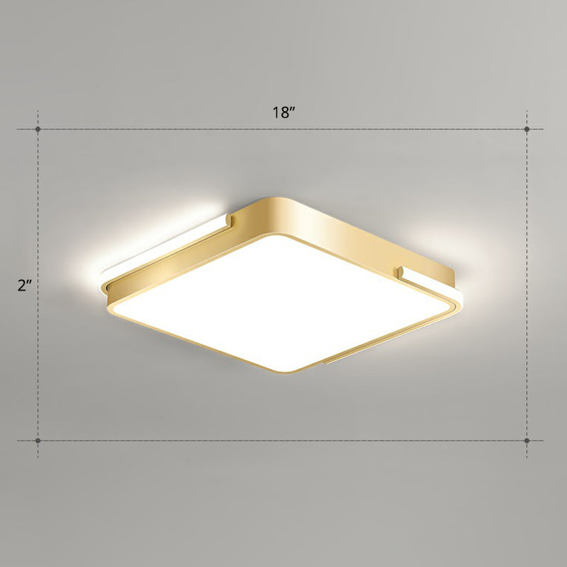 Metallic Geometric Shape Ceiling Lamp Minimalistic Brushed Gold LED Flush Mount Light - Gold - White - Square Plate - Clearhalo - 'Ceiling Lights' - 'Close To Ceiling Lights' - 'Close to ceiling' - 'Flush mount' - Lighting' - 2327746