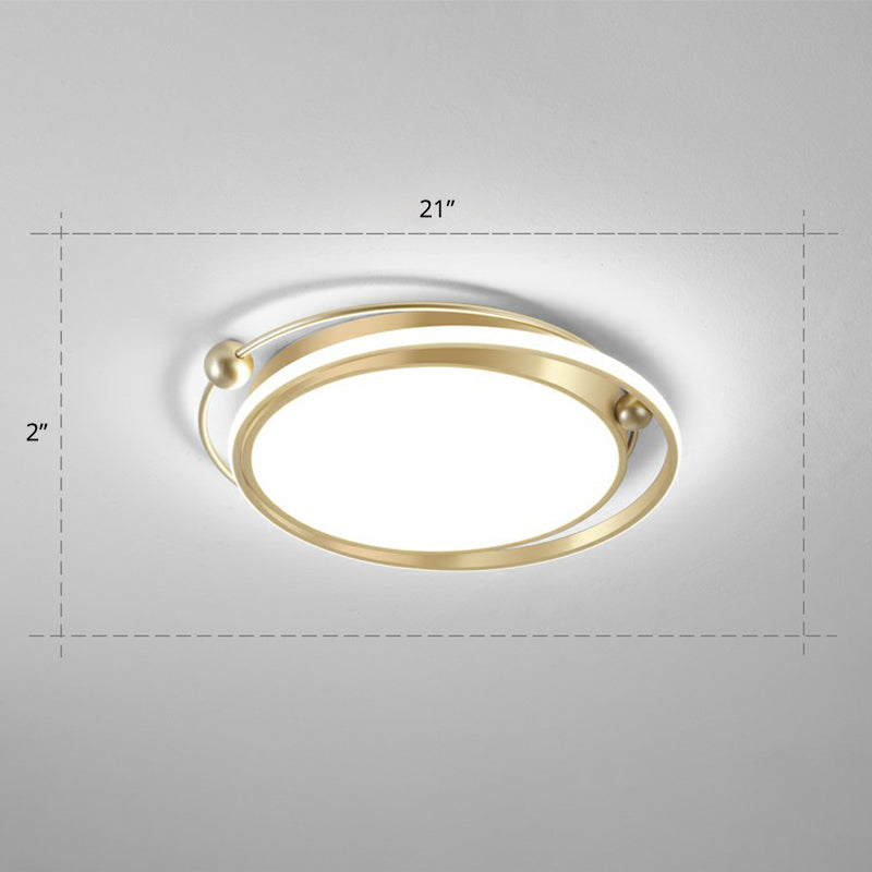 Halo Ring Flush Mount Light Fixture Modern Acrylic Bedroom LED Ceiling Light in Gold Gold 21" White Clearhalo 'Ceiling Lights' 'Close To Ceiling Lights' 'Close to ceiling' 'Flush mount' Lighting' 2327804