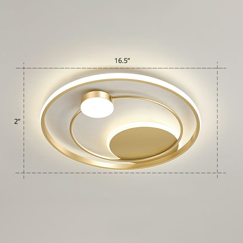 Minimalist Led Surface Mount Ceiling Light Gold Circular Flushmount with Acrylic Shade - Gold - 16.5" - Remote Control Stepless Dimming - Clearhalo - 'Ceiling Lights' - 'Close To Ceiling Lights' - 'Close to ceiling' - 'Flush mount' - Lighting' - 2327841