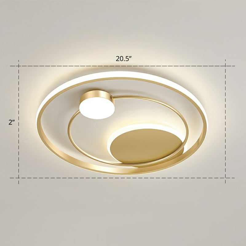Minimalist Led Surface Mount Ceiling Light Gold Circular Flushmount with Acrylic Shade - Gold - 20.5" - Remote Control Stepless Dimming - Clearhalo - 'Ceiling Lights' - 'Close To Ceiling Lights' - 'Close to ceiling' - 'Flush mount' - Lighting' - 2327845