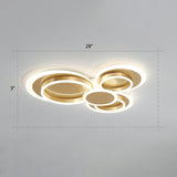 Metallic Ring Shaped Flushmount Light Contemporary Gold Finish LED Ceiling Mount Light Gold 28" Remote Control Stepless Dimming Clearhalo 'Ceiling Lights' 'Close To Ceiling Lights' 'Close to ceiling' 'Flush mount' Lighting' 2327876