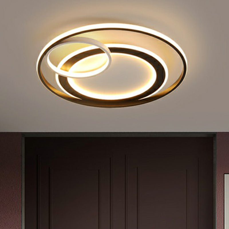 3-Ring Bedroom Ceiling Flush Mount Acrylic Minimalist LED Flush Light Fixture in Black Clearhalo 'Ceiling Lights' 'Close To Ceiling Lights' 'Close to ceiling' 'Flush mount' Lighting' 2327895