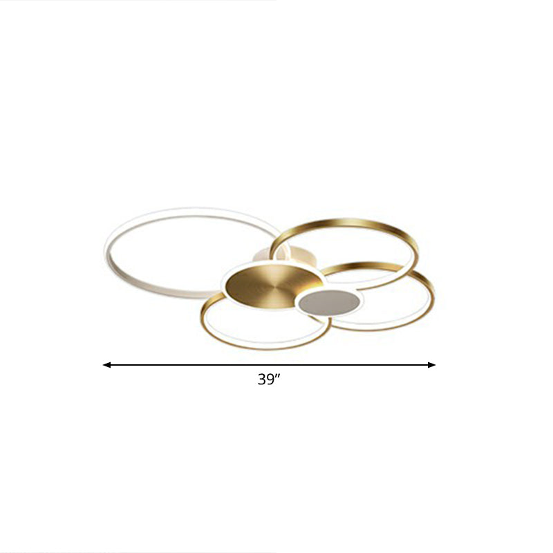 Metal Circular Flush Ceiling Light Modern LED Flush Mounted Lamp for Living Room Gold 39" Remote Control Stepless Dimming Clearhalo 'Ceiling Lights' 'Close To Ceiling Lights' 'Close to ceiling' 'Flush mount' Lighting' 2327917