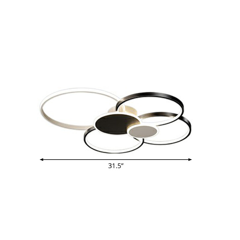 Metal Circular Flush Ceiling Light Modern LED Flush Mounted Lamp for Living Room Black 31.5" Remote Control Stepless Dimming Clearhalo 'Ceiling Lights' 'Close To Ceiling Lights' 'Close to ceiling' 'Flush mount' Lighting' 2327921