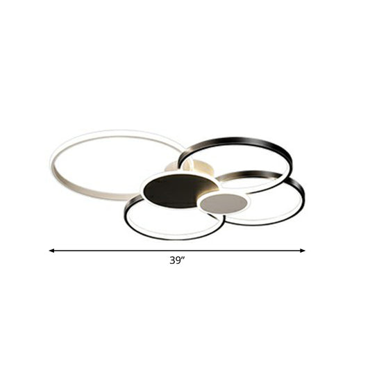 Metal Circular Flush Ceiling Light Modern LED Flush Mounted Lamp for Living Room Black 39" White Clearhalo 'Ceiling Lights' 'Close To Ceiling Lights' 'Close to ceiling' 'Flush mount' Lighting' 2327924