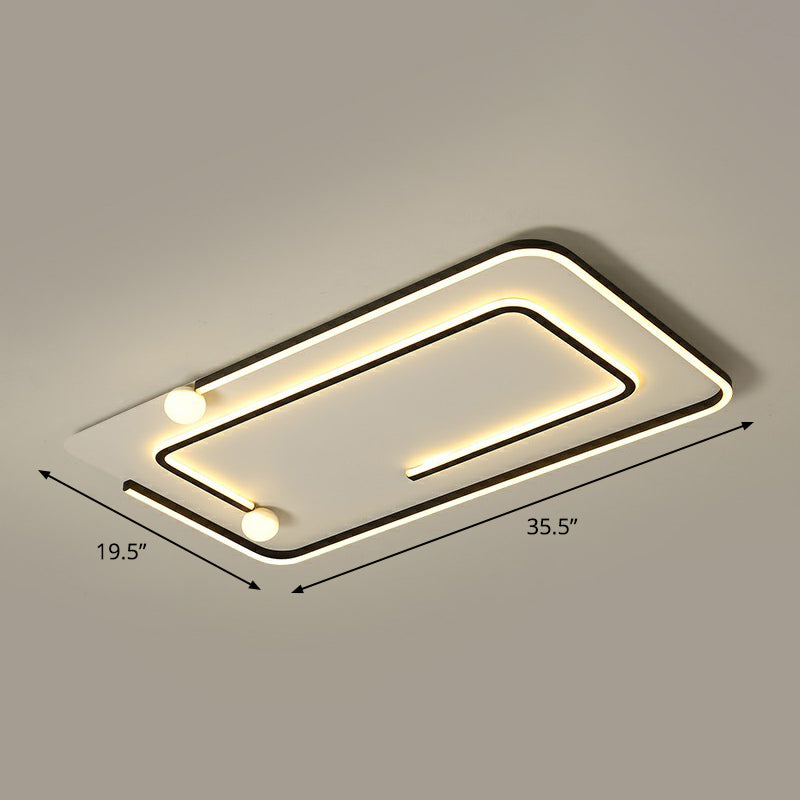 Geometric Bedroom LED Flush Light Acrylic Minimalistic Flush Ceiling Light in Black Black Warm Rectangle Clearhalo 'Ceiling Lights' 'Close To Ceiling Lights' 'Close to ceiling' 'Flush mount' Lighting' 2327933