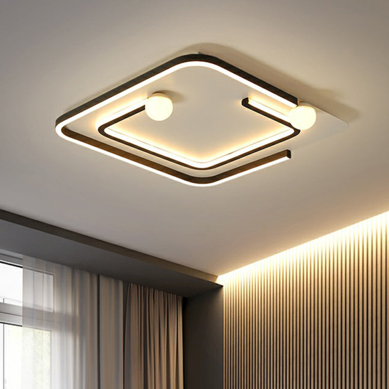Geometric Bedroom LED Flush Light Acrylic Minimalistic Flush Ceiling Light in Black Clearhalo 'Ceiling Lights' 'Close To Ceiling Lights' 'Close to ceiling' 'Flush mount' Lighting' 2327934