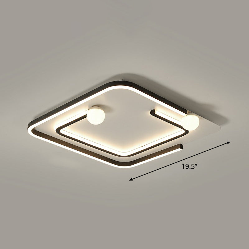 Geometric Bedroom LED Flush Light Acrylic Minimalistic Flush Ceiling Light in Black Black Remote Control Stepless Dimming Square Clearhalo 'Ceiling Lights' 'Close To Ceiling Lights' 'Close to ceiling' 'Flush mount' Lighting' 2327936