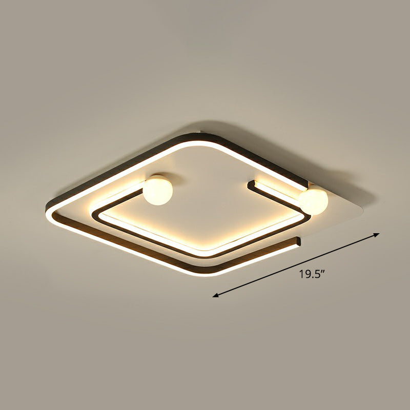 Geometric Bedroom LED Flush Light Acrylic Minimalistic Flush Ceiling Light in Black Black Third Gear Square Clearhalo 'Ceiling Lights' 'Close To Ceiling Lights' 'Close to ceiling' 'Flush mount' Lighting' 2327938