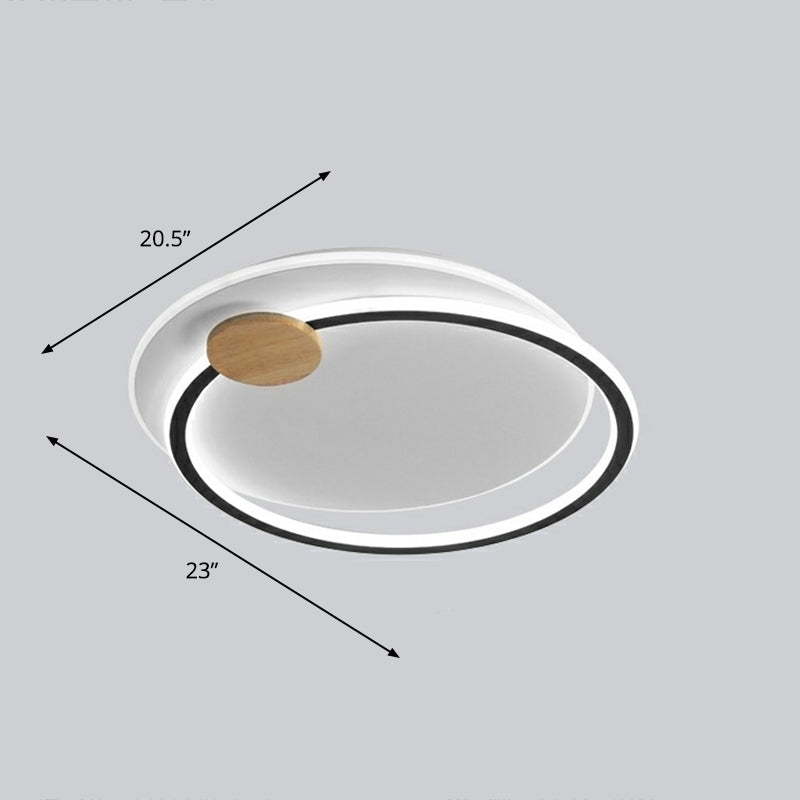 Big O Flush Mount Lighting Nordic Style Acrylic Bedroom LED Ceiling Mount Light Fixture Black 20.5" White Clearhalo 'Ceiling Lights' 'Close To Ceiling Lights' 'Close to ceiling' 'Flush mount' Lighting' 2327940