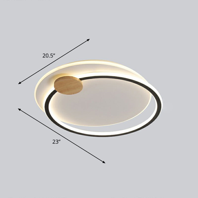 Big O Flush Mount Lighting Nordic Style Acrylic Bedroom LED Ceiling Mount Light Fixture Black 20.5" Warm Clearhalo 'Ceiling Lights' 'Close To Ceiling Lights' 'Close to ceiling' 'Flush mount' Lighting' 2327942