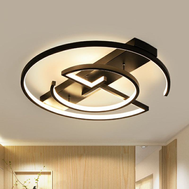 Circular Metal LED Flush Light Fixture Simplicity Black Close to Ceiling Lamp for Bedroom Clearhalo 'Ceiling Lights' 'Close To Ceiling Lights' 'Close to ceiling' 'Flush mount' Lighting' 2327963