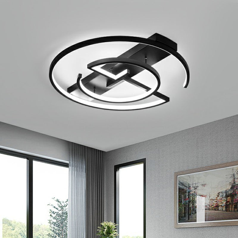 Circular Metal LED Flush Light Fixture Simplicity Black Close to Ceiling Lamp for Bedroom Clearhalo 'Ceiling Lights' 'Close To Ceiling Lights' 'Close to ceiling' 'Flush mount' Lighting' 2327965