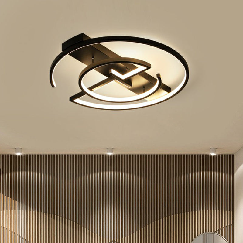 Circular Metal LED Flush Light Fixture Simplicity Black Close to Ceiling Lamp for Bedroom Clearhalo 'Ceiling Lights' 'Close To Ceiling Lights' 'Close to ceiling' 'Flush mount' Lighting' 2327967