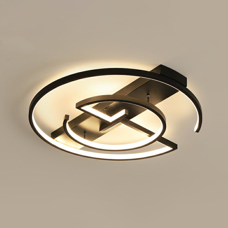 Circular Metal LED Flush Light Fixture Simplicity Black Close to Ceiling Lamp for Bedroom Black 20.5" Remote Control Stepless Dimming Clearhalo 'Ceiling Lights' 'Close To Ceiling Lights' 'Close to ceiling' 'Flush mount' Lighting' 2327968