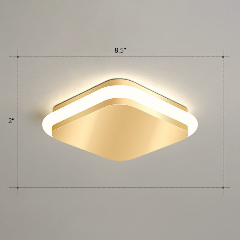 Geometric Foyer Flushmount Lighting Acrylic Simple Style LED Ceiling Mount Light in Gold Gold Third Gear Square Plate Clearhalo 'Ceiling Lights' 'Close To Ceiling Lights' 'Close to ceiling' 'Flush mount' Lighting' 2327988