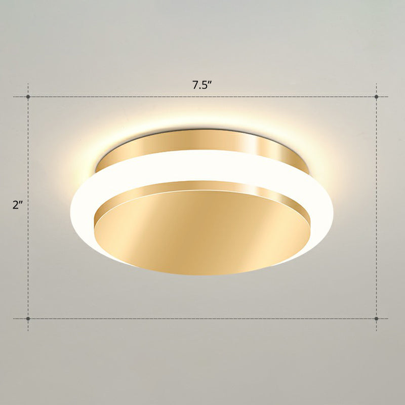 Geometric Foyer Flushmount Lighting Acrylic Simple Style LED Ceiling Mount Light in Gold Gold Remote Control Stepless Dimming Round Clearhalo 'Ceiling Lights' 'Close To Ceiling Lights' 'Close to ceiling' 'Flush mount' Lighting' 2327995