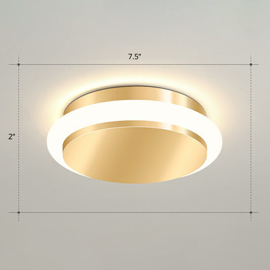 Geometric Foyer Flushmount Lighting Acrylic Simple Style LED Ceiling Mount Light in Gold Gold Remote Control Stepless Dimming Round Clearhalo 'Ceiling Lights' 'Close To Ceiling Lights' 'Close to ceiling' 'Flush mount' Lighting' 2327995