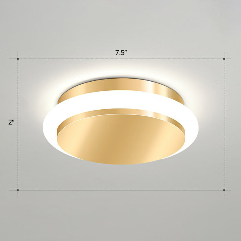 Geometric Foyer Flushmount Lighting Acrylic Simple Style LED Ceiling Mount Light in Gold Gold White Round Clearhalo 'Ceiling Lights' 'Close To Ceiling Lights' 'Close to ceiling' 'Flush mount' Lighting' 2327997