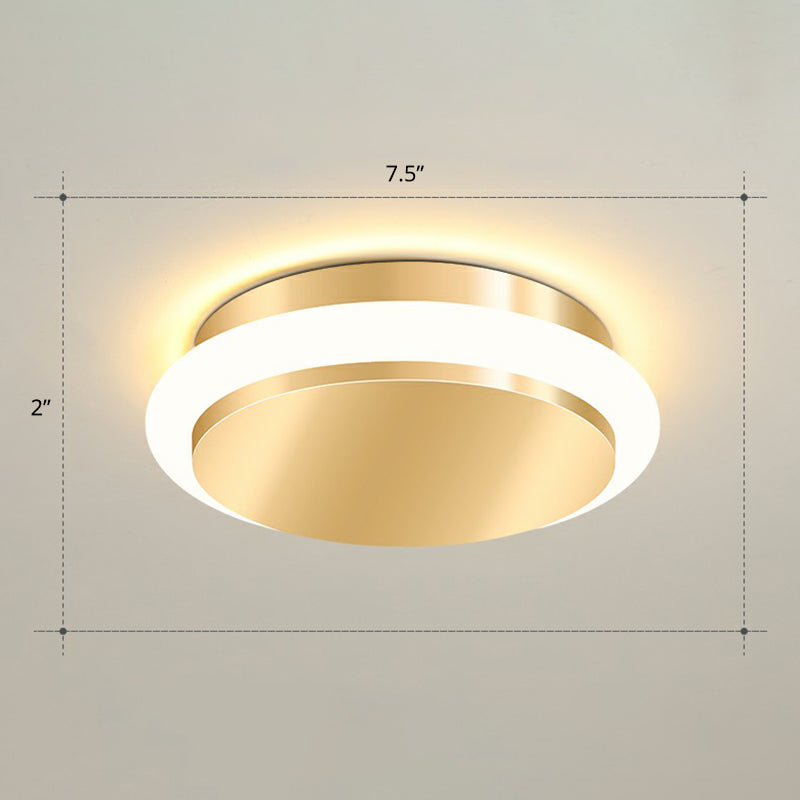 Geometric Foyer Flushmount Lighting Acrylic Simple Style LED Ceiling Mount Light in Gold Gold Warm Round Clearhalo 'Ceiling Lights' 'Close To Ceiling Lights' 'Close to ceiling' 'Flush mount' Lighting' 2327999
