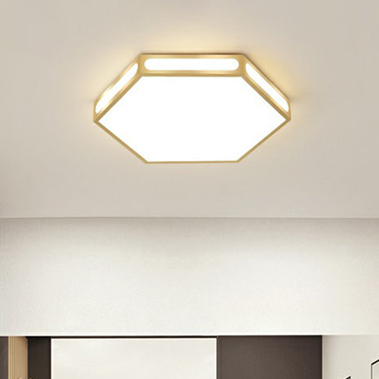 Gold Hexagon Led Flush Mount Modern Acrylic Flush Ceiling Light Fixture for Bedroom Clearhalo 'Ceiling Lights' 'Close To Ceiling Lights' 'Close to ceiling' 'Flush mount' Lighting' 2328005