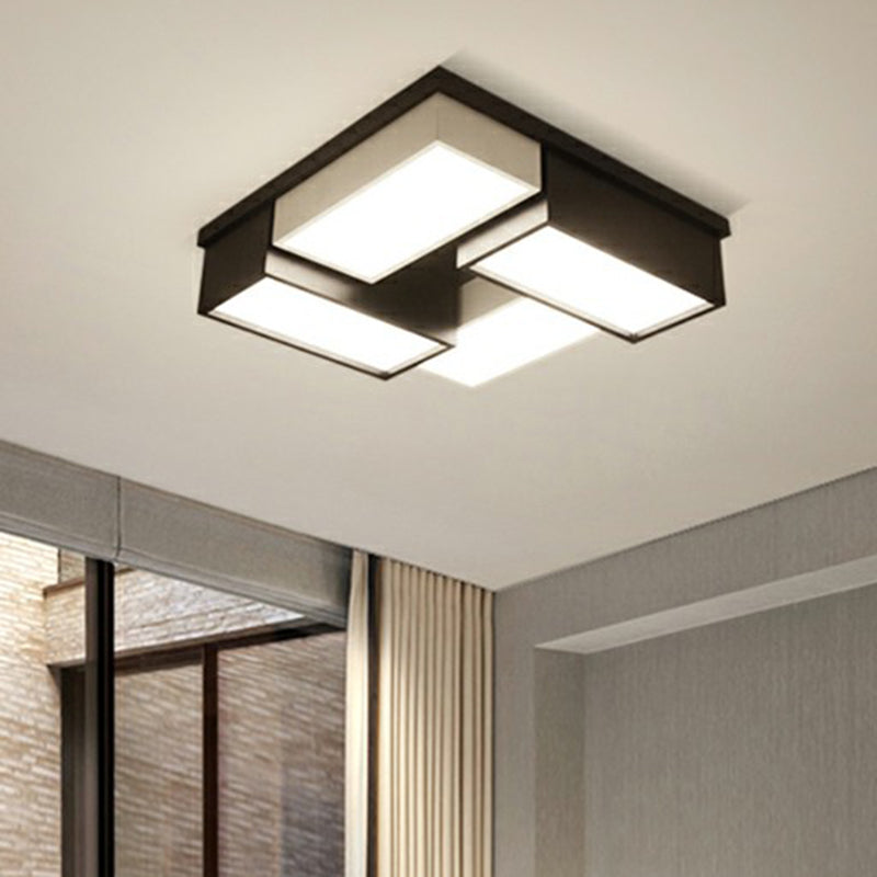 Bedroom Ceiling Mount Lighting Modern Black Flush Mount with Geometric Acrylic Shade Black Third Gear Rectangle Clearhalo 'Ceiling Lights' 'Close To Ceiling Lights' 'Close to ceiling' 'Flush mount' Lighting' 2328023
