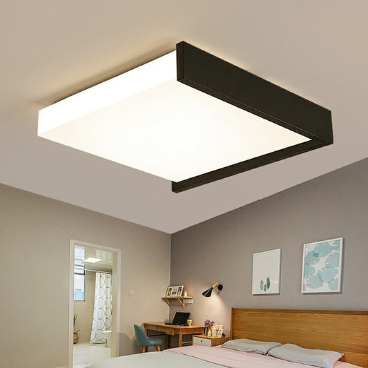 Nordic Square Led Flush Mount Ceiling Fixture Acrylic Bedroom Flush Light in Black and White Clearhalo 'Ceiling Lights' 'Close To Ceiling Lights' 'Close to ceiling' 'Flush mount' Lighting' 2328031