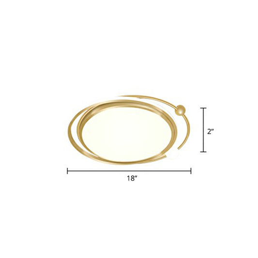 Gold Finish Ultrathin Flush Mount Fixture Contemporary LED Acrylic Ceiling Flush Light for Bedroom Gold Third Gear Round Clearhalo 'Ceiling Lights' 'Close To Ceiling Lights' 'Close to ceiling' 'Flush mount' Lighting' 2328047