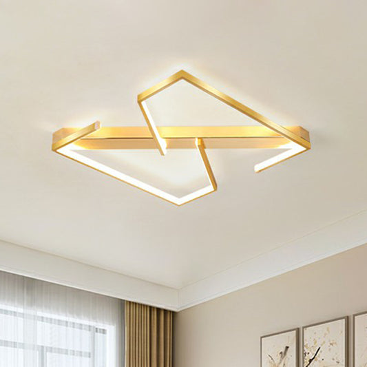 Z-Like Ceiling Mounted Light Fixture Simplicity Metal Bedroom LED Flush Mount in Gold Clearhalo 'Ceiling Lights' 'Close To Ceiling Lights' 'Close to ceiling' 'Flush mount' Lighting' 2328080