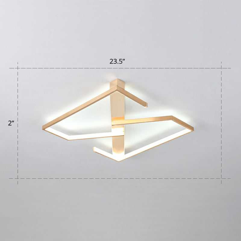 Z-Like Ceiling Mounted Light Fixture Simplicity Metal Bedroom LED Flush Mount in Gold Gold 23.5" White Clearhalo 'Ceiling Lights' 'Close To Ceiling Lights' 'Close to ceiling' 'Flush mount' Lighting' 2328082