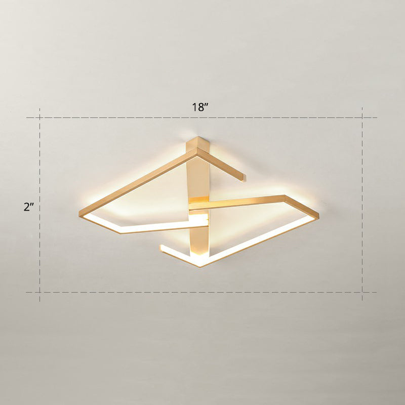 Z-Like Ceiling Mounted Light Fixture Simplicity Metal Bedroom LED Flush Mount in Gold Gold 18" Remote Control Stepless Dimming Clearhalo 'Ceiling Lights' 'Close To Ceiling Lights' 'Close to ceiling' 'Flush mount' Lighting' 2328084