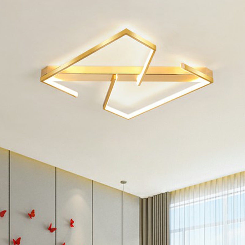Z-Like Ceiling Mounted Light Fixture Simplicity Metal Bedroom LED Flush Mount in Gold Clearhalo 'Ceiling Lights' 'Close To Ceiling Lights' 'Close to ceiling' 'Flush mount' Lighting' 2328085