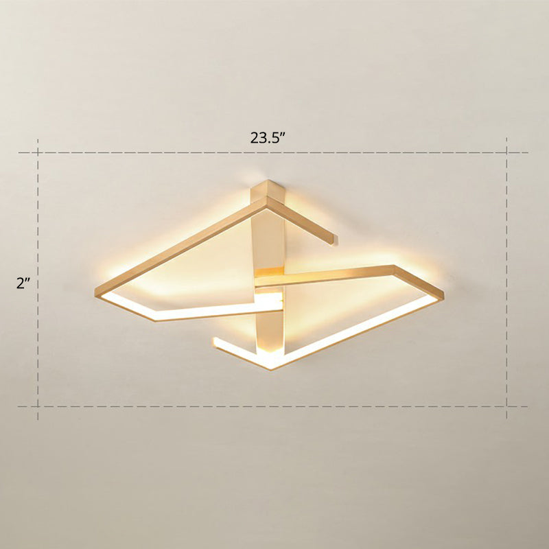 Z-Like Ceiling Mounted Light Fixture Simplicity Metal Bedroom LED Flush Mount in Gold Gold 23.5" Warm Clearhalo 'Ceiling Lights' 'Close To Ceiling Lights' 'Close to ceiling' 'Flush mount' Lighting' 2328086