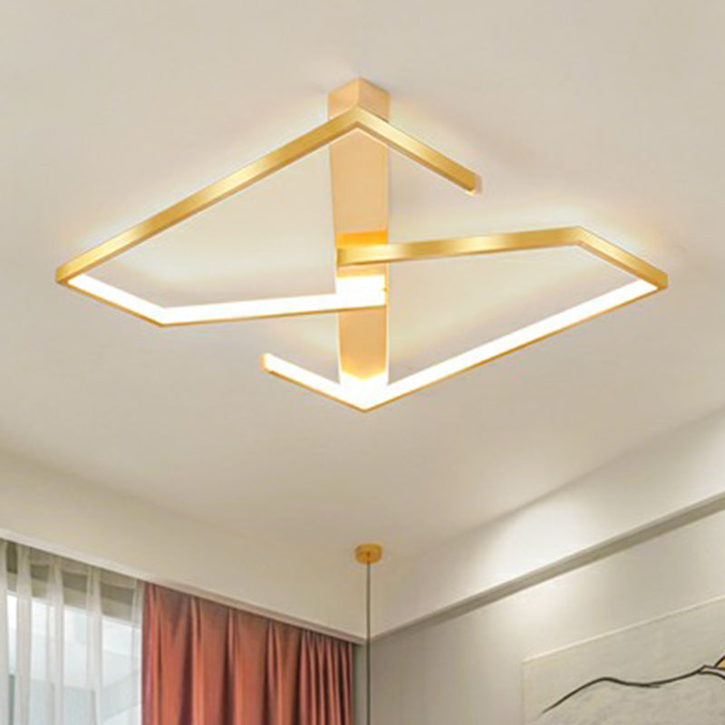 Z-Like Ceiling Mounted Light Fixture Simplicity Metal Bedroom LED Flush Mount in Gold Clearhalo 'Ceiling Lights' 'Close To Ceiling Lights' 'Close to ceiling' 'Flush mount' Lighting' 2328087