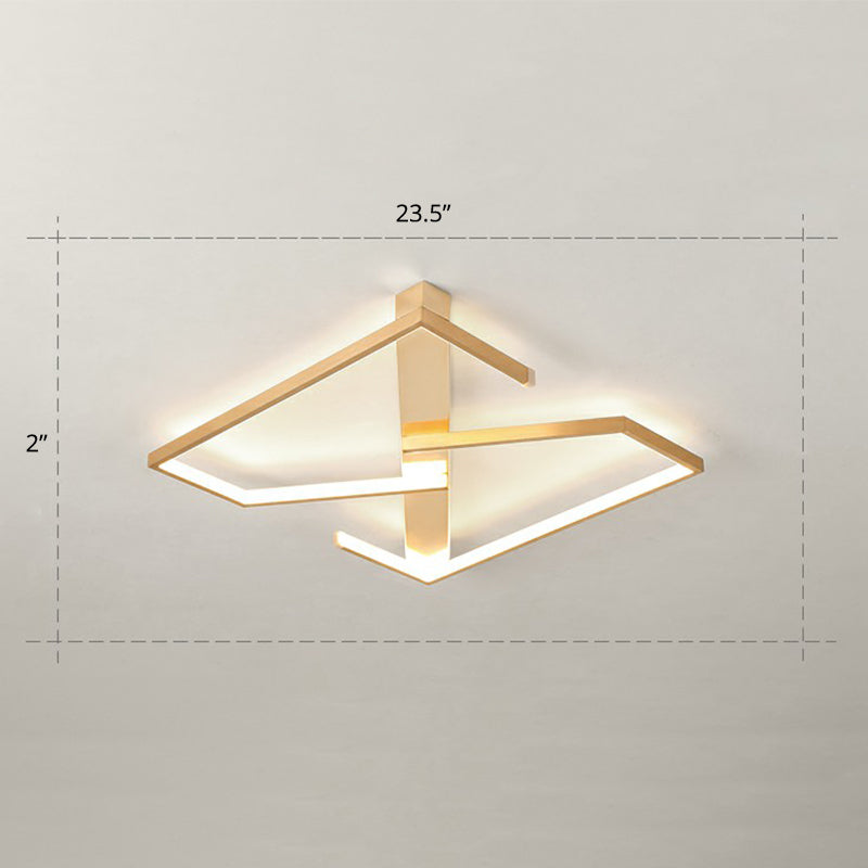 Z-Like Ceiling Mounted Light Fixture Simplicity Metal Bedroom LED Flush Mount in Gold Gold 23.5" Remote Control Stepless Dimming Clearhalo 'Ceiling Lights' 'Close To Ceiling Lights' 'Close to ceiling' 'Flush mount' Lighting' 2328088