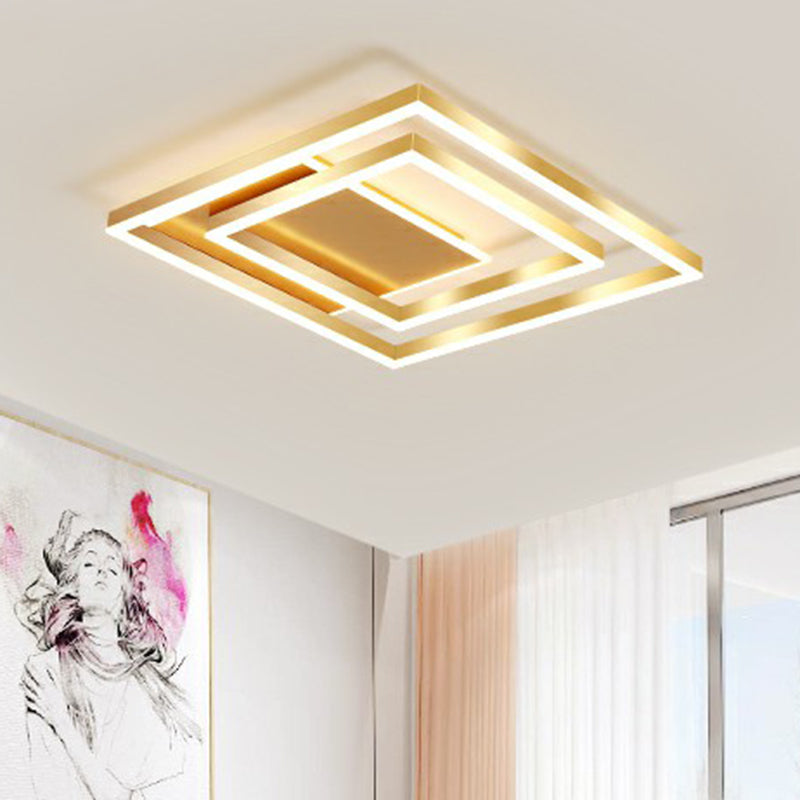 Minimalist Square LED Flush Ceiling Light Metallic Bedroom Flush-Mount Light Fixture in Gold - Clearhalo - 'Ceiling Lights' - 'Close To Ceiling Lights' - 'Close to ceiling' - 'Flush mount' - Lighting' - 2328091
