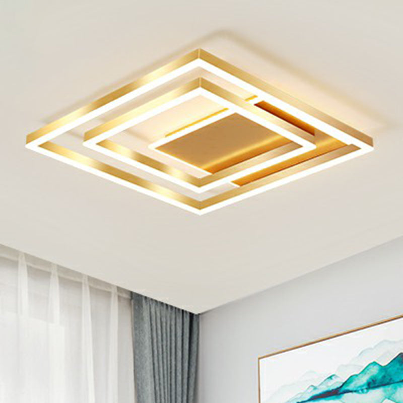 Minimalist Square LED Flush Ceiling Light Metallic Bedroom Flush-Mount Light Fixture in Gold - Clearhalo - 'Ceiling Lights' - 'Close To Ceiling Lights' - 'Close to ceiling' - 'Flush mount' - Lighting' - 2328096