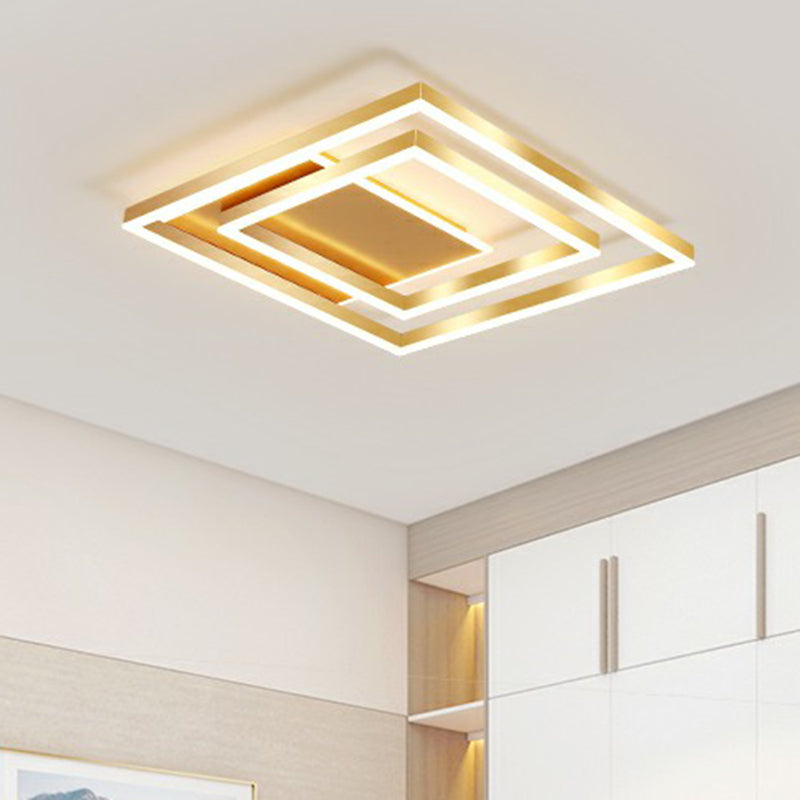 Minimalist Square LED Flush Ceiling Light Metallic Bedroom Flush-Mount Light Fixture in Gold - Clearhalo - 'Ceiling Lights' - 'Close To Ceiling Lights' - 'Close to ceiling' - 'Flush mount' - Lighting' - 2328098