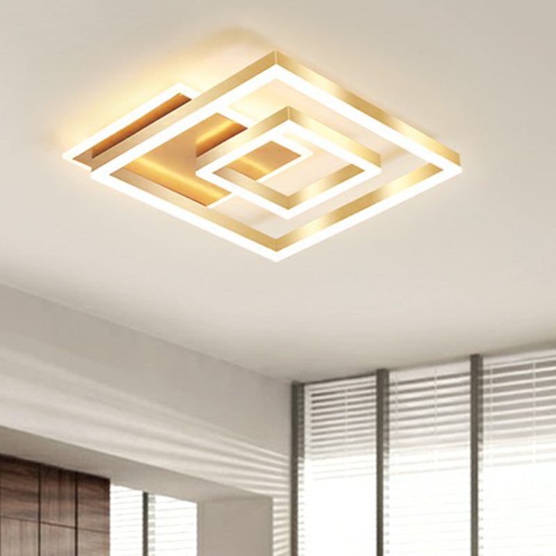 Minimalist Square LED Flush Ceiling Light Metallic Bedroom Flush-Mount Light Fixture in Gold - Clearhalo - 'Ceiling Lights' - 'Close To Ceiling Lights' - 'Close to ceiling' - 'Flush mount' - Lighting' - 2328100
