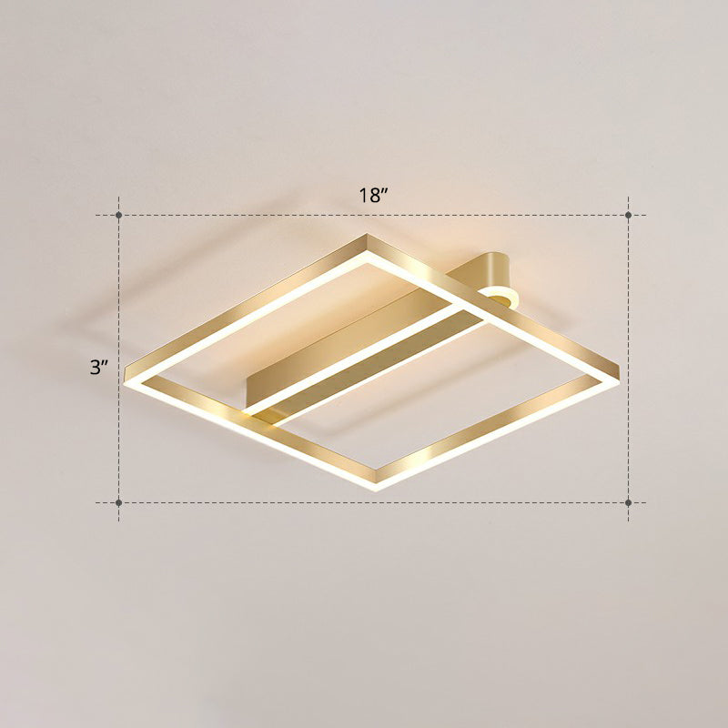 Square Shaped Flush Mount Ceiling Fixture Simple Acrylic Gold LED Flush Light for Bedroom Gold Warm Single Ring Clearhalo 'Ceiling Lights' 'Close To Ceiling Lights' 'Close to ceiling' 'Flush mount' Lighting' 2328104