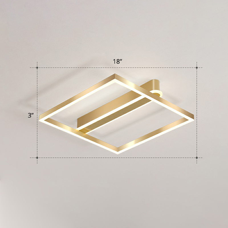 Square Shaped Flush Mount Ceiling Fixture Simple Acrylic Gold LED Flush Light for Bedroom Gold White Single Ring Clearhalo 'Ceiling Lights' 'Close To Ceiling Lights' 'Close to ceiling' 'Flush mount' Lighting' 2328108