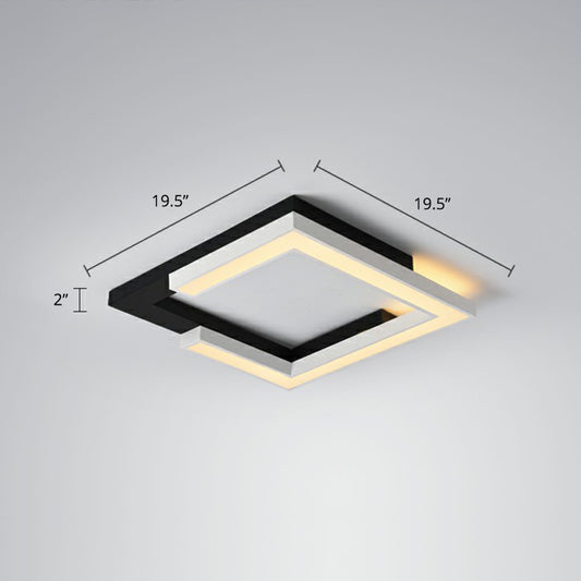 Splicing Square Acrylic LED Ceiling Lamp Nordic Black and White Flush Mount Lighting for Living Room Black 19.5" Remote Control Stepless Dimming Clearhalo 'Ceiling Lights' 'Close To Ceiling Lights' 'Close to ceiling' 'Flush mount' Lighting' 2328119