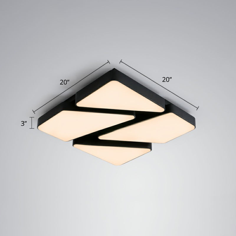 Metal Square LED Ceiling Mount Fixture Nordic Style Flush Light with Acrylic Diffuser for Bedroom Black Remote Control Stepless Dimming Clearhalo 'Ceiling Lights' 'Close To Ceiling Lights' 'Close to ceiling' 'Flush mount' Lighting' 2328126