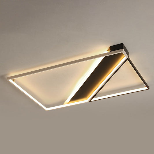 Black and White Frame LED Flushmount Lighting Minimalism Metal Ceiling Flush Light for Bedroom Black 35.5" Natural Clearhalo 'Ceiling Lights' 'Close To Ceiling Lights' 'Close to ceiling' 'Flush mount' Lighting' 2328141