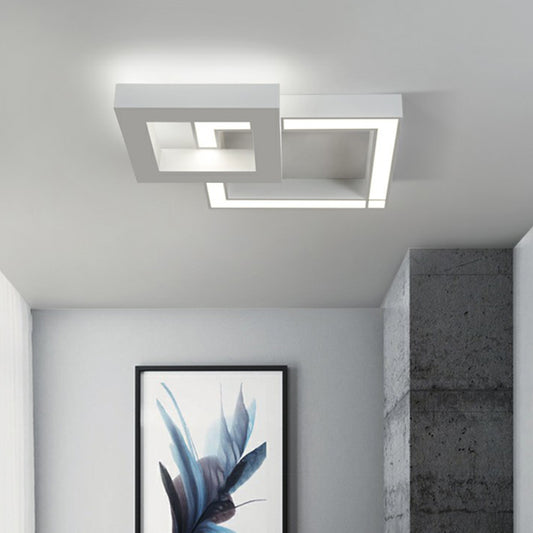 Nordic Style Frame Ceiling Light Fixture Metal Living Room LED Flush Mount in White Clearhalo 'Ceiling Lights' 'Close To Ceiling Lights' 'Close to ceiling' 'Flush mount' Lighting' 2328146