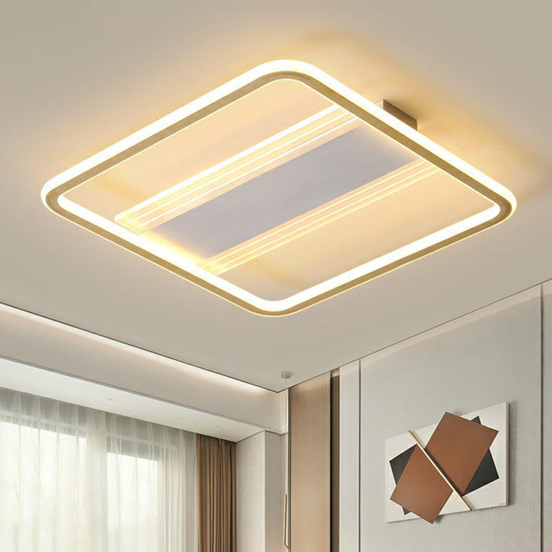 Bedroom Flush Light Minimalist Gold and White Ceiling Light with Square Acrylic Shade Clearhalo 'Ceiling Lights' 'Close To Ceiling Lights' 'Close to ceiling' 'Flush mount' Lighting' 2328150